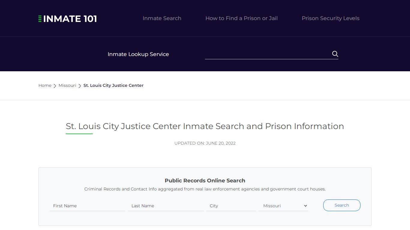 St. Louis City Justice Center Inmate Search, Visitation ...